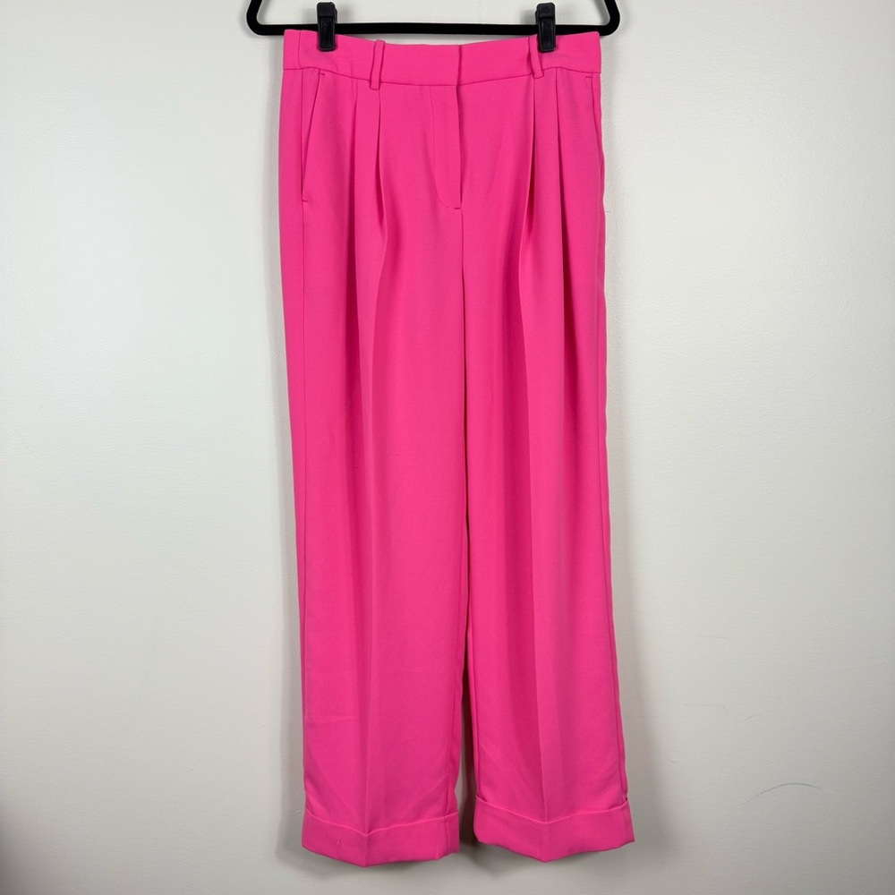 J. Crew Wide Leg Pants in Bright Pink